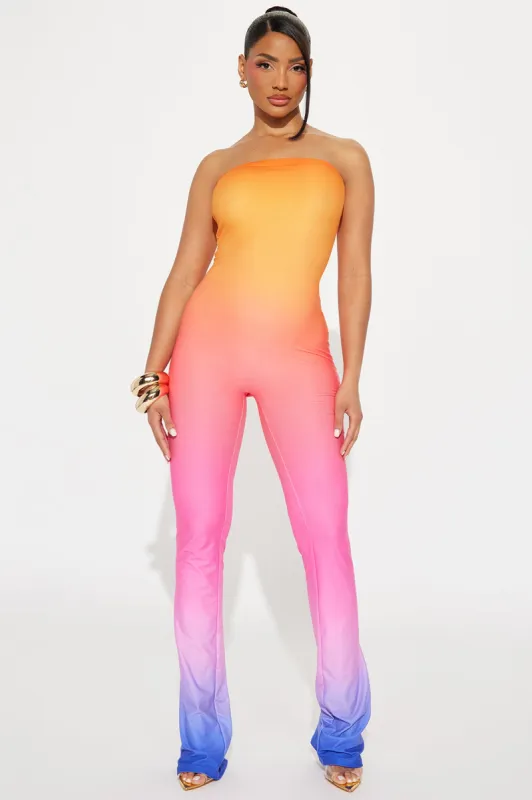 Tequila Sunrise Ombre Jumpsuit - Orange/combo sold by Fashion Nova
