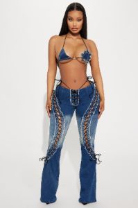 Moon Rising Washed Denim Pant Set - Medium Wash sold by Fashion Nova
