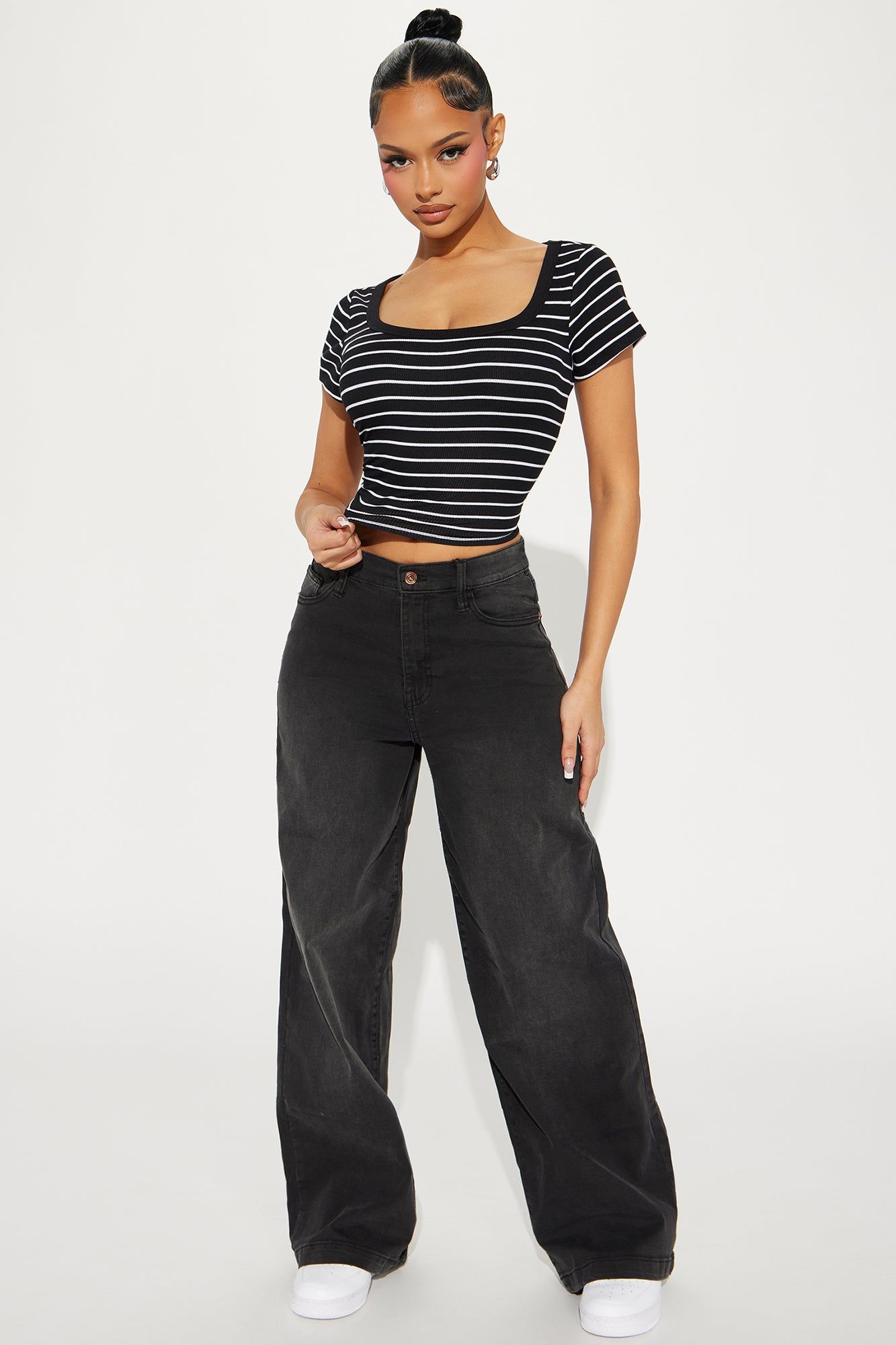Josie Striped Top - Black/White sold by Fashion Nova product image thumbnail 2