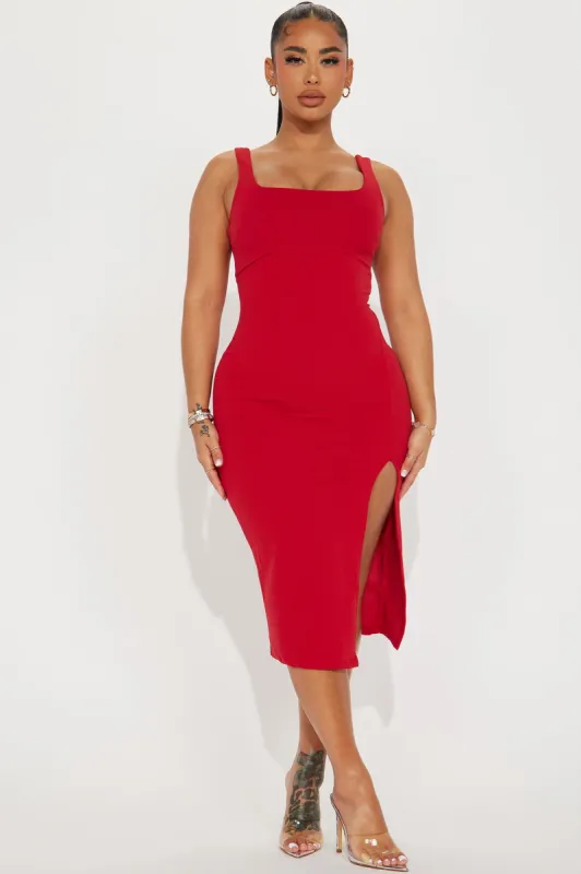 Valentina Midi Dress - Red sold by Fashion Nova