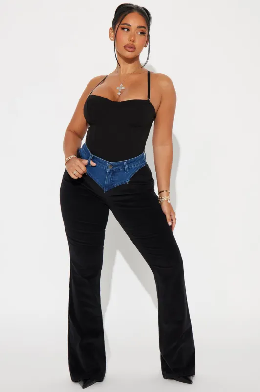 I Got Both Corduroy Flare Pant - Black/combo sold by Fashion Nova