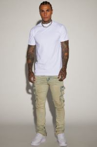 Get This Cargo Stacked Skinny Zipper Flare Jeans - Light Wash sold by Fashion Nova