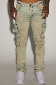 Get This Cargo Stacked Skinny Zipper Flare Jeans - Light Wash sold by Fashion Nova