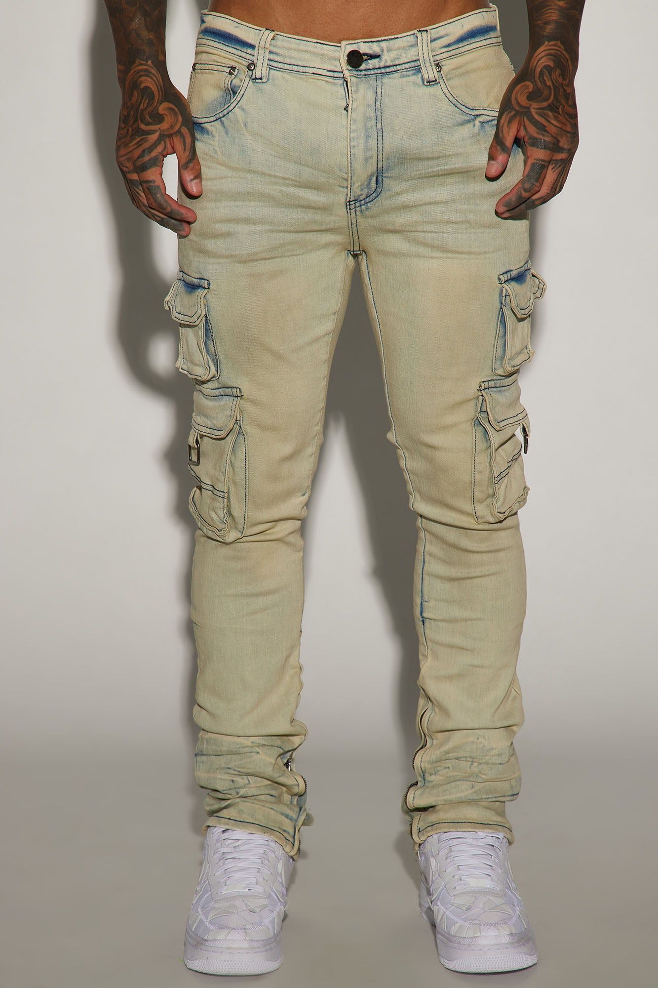 Get This Cargo Stacked Skinny Zipper Flare Jeans - Light Wash sold by Fashion Nova product image thumbnail 4