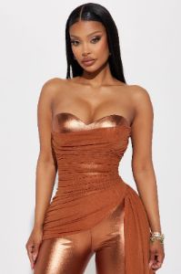All For Attention Jumpsuit  - Bronze sold by Fashion Nova