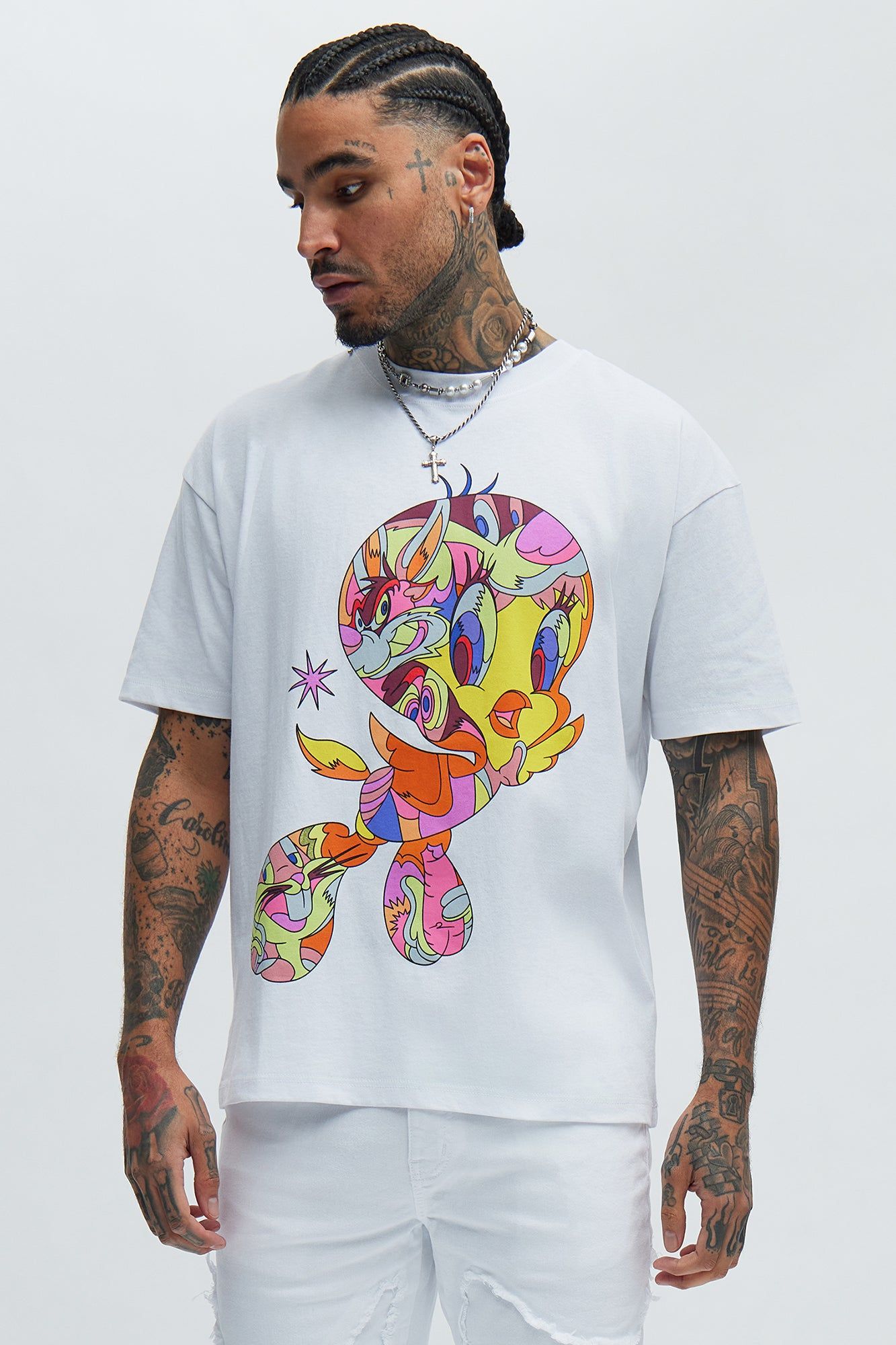 Looney Tunes Trip Short Sleeve Tee - White sold by Fashion Nova