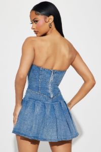 Heather Denim Micro Mini Dress - Blue sold by Fashion Nova
