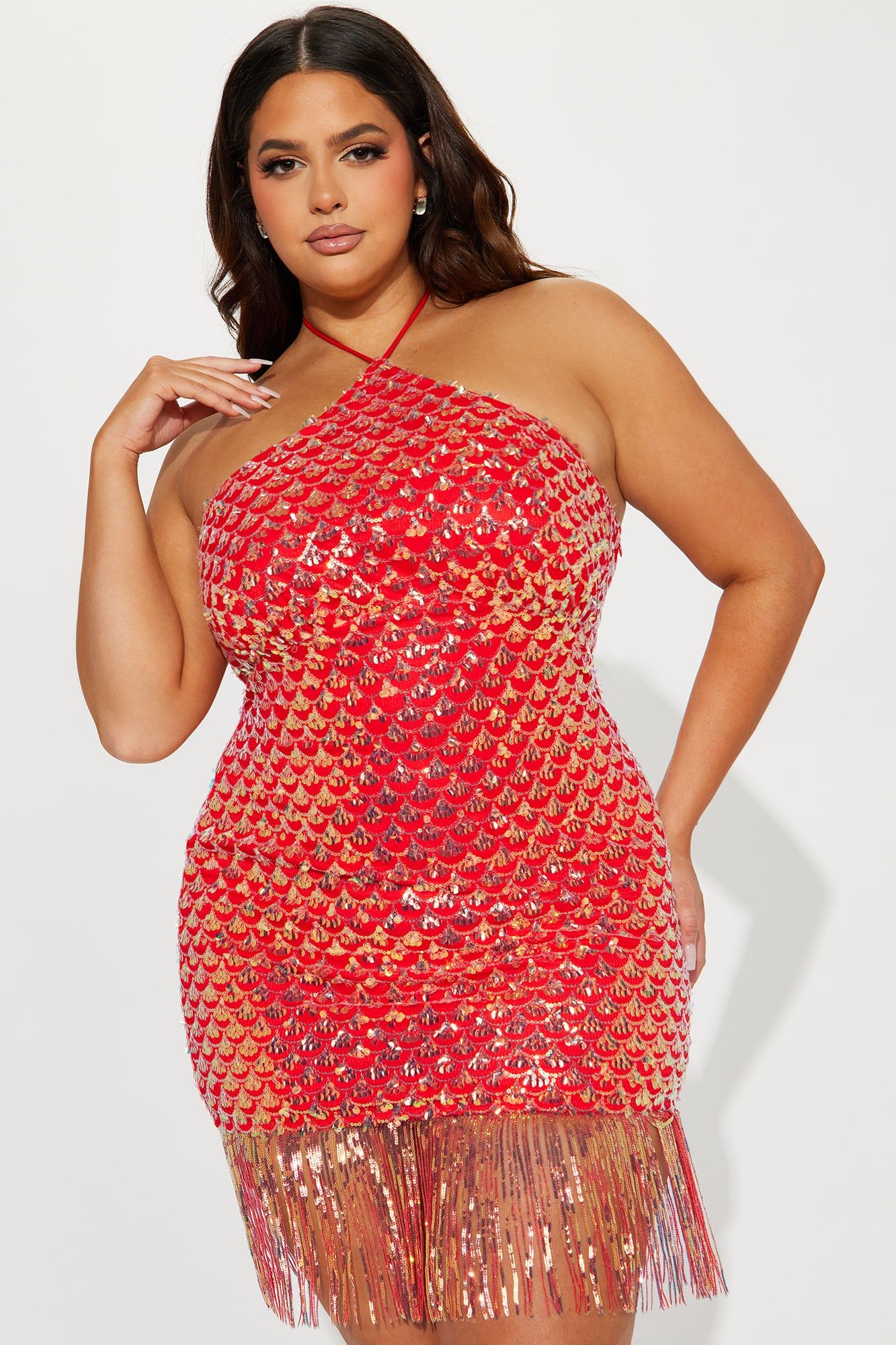 Vitamin Sea Sequin Mini Dress - Coral sold by Fashion Nova
