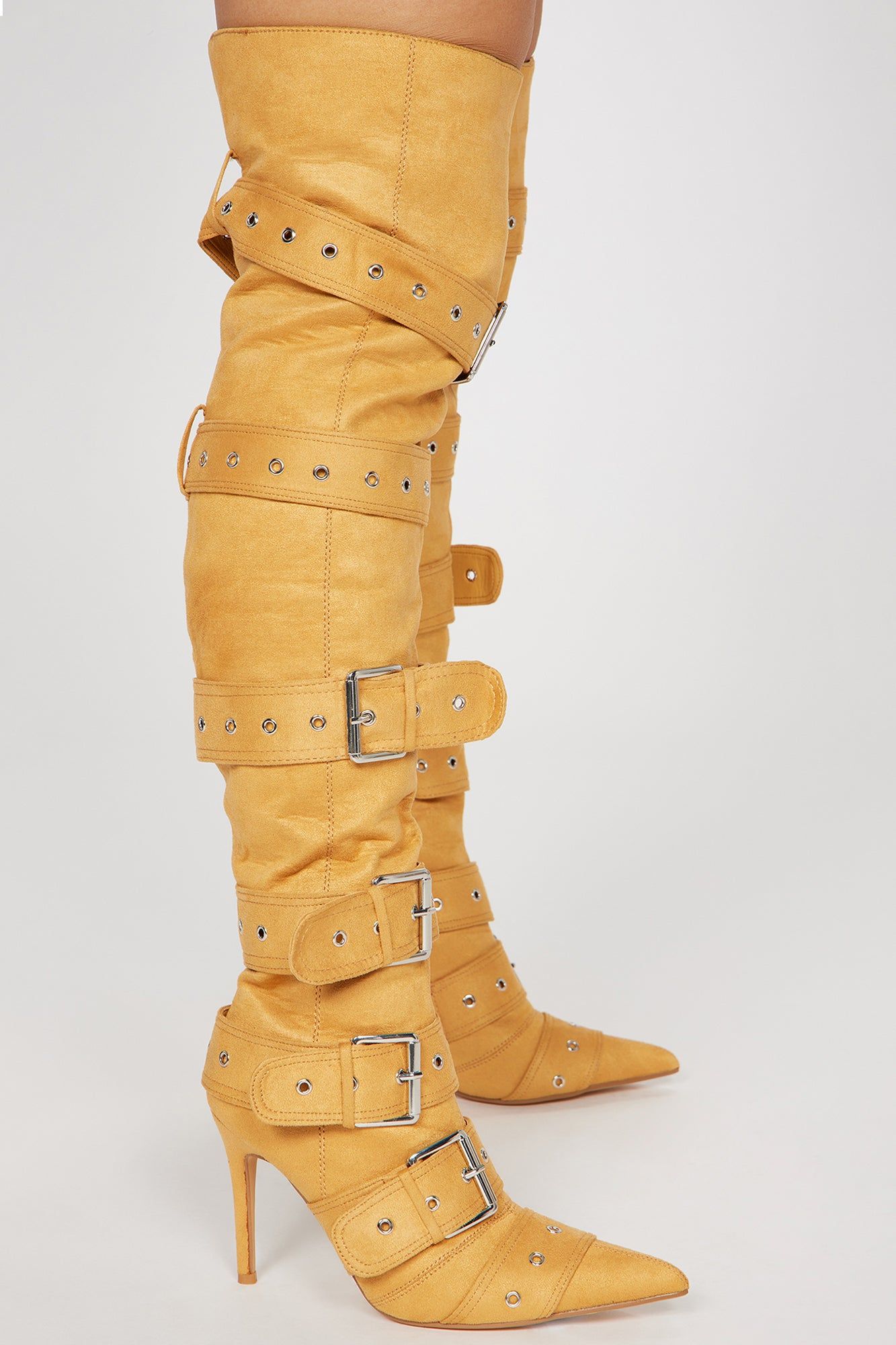 Command Attention Over The Knee Heeled Boots - Tan sold by Fashion Nova product image thumbnail 3