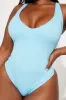 Delvina Snatched Sculpting V Neck 1 Piece Swimsuit -Blue sold by Fashion Nova