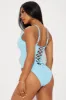 Delvina Snatched Sculpting V Neck 1 Piece Swimsuit -Blue sold by Fashion Nova