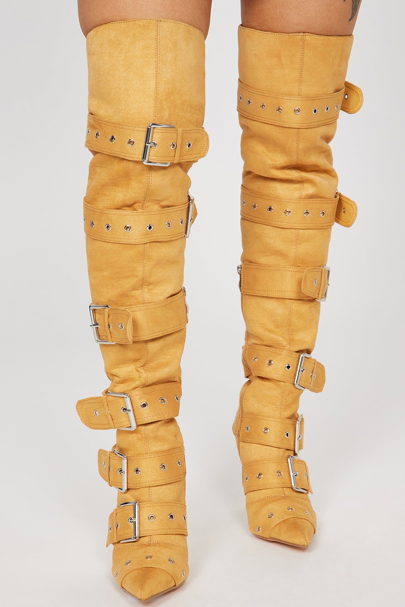 Command Attention Over The Knee Heeled Boots - Tan sold by Fashion Nova product image thumbnail 2