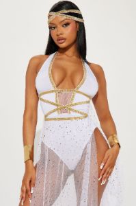 Seductive Beauty Goddess 3 Piece Costume Set - White/Gold sold by Fashion Nova