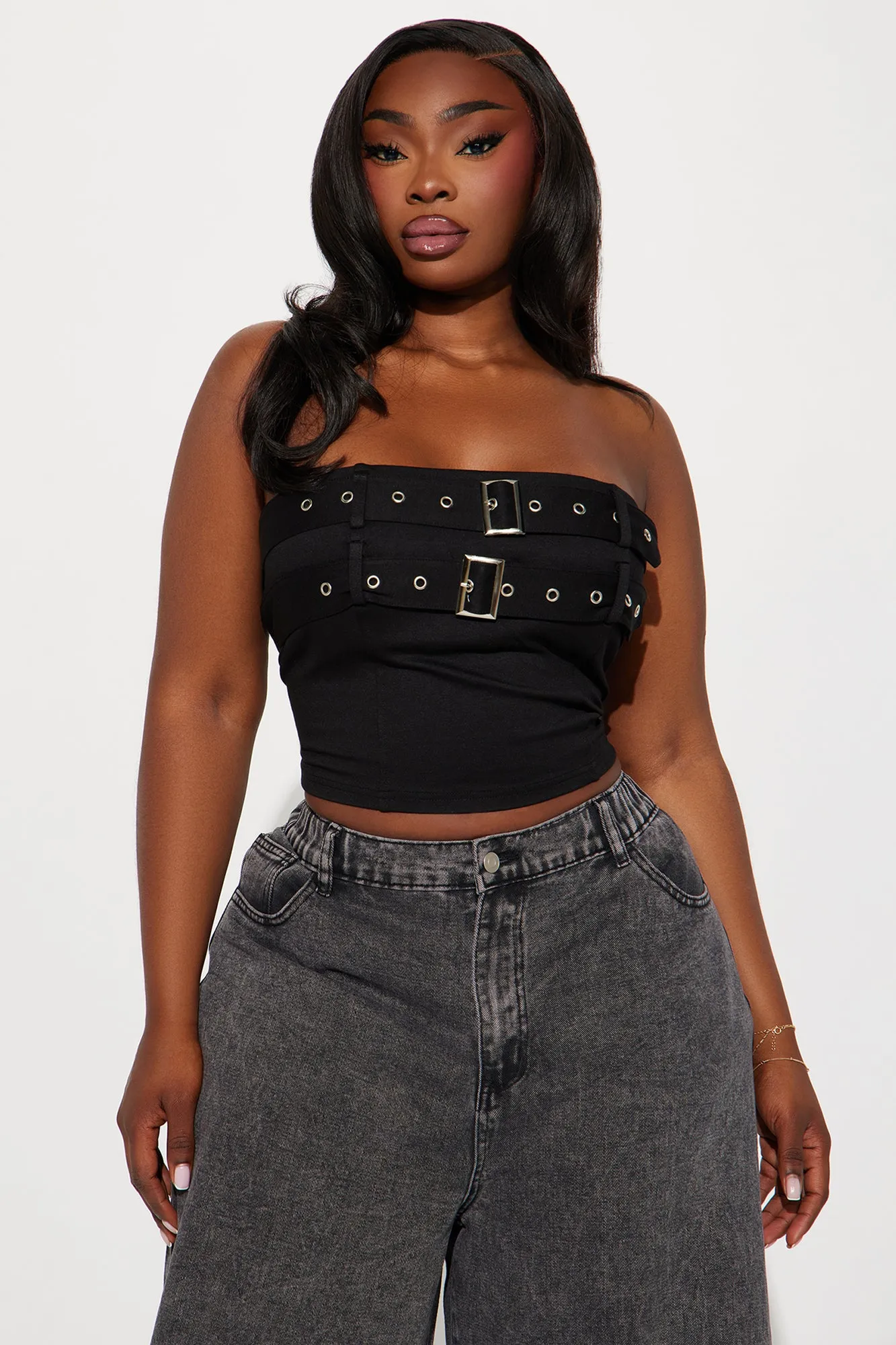Alix Buckle Tube Top - Black sold by Fashion Nova product image thumbnail 4