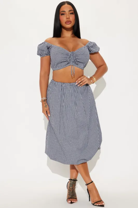 Afternoon Picnic Gingham Bubble Skirt Set - Black/combo sold by Fashion Nova