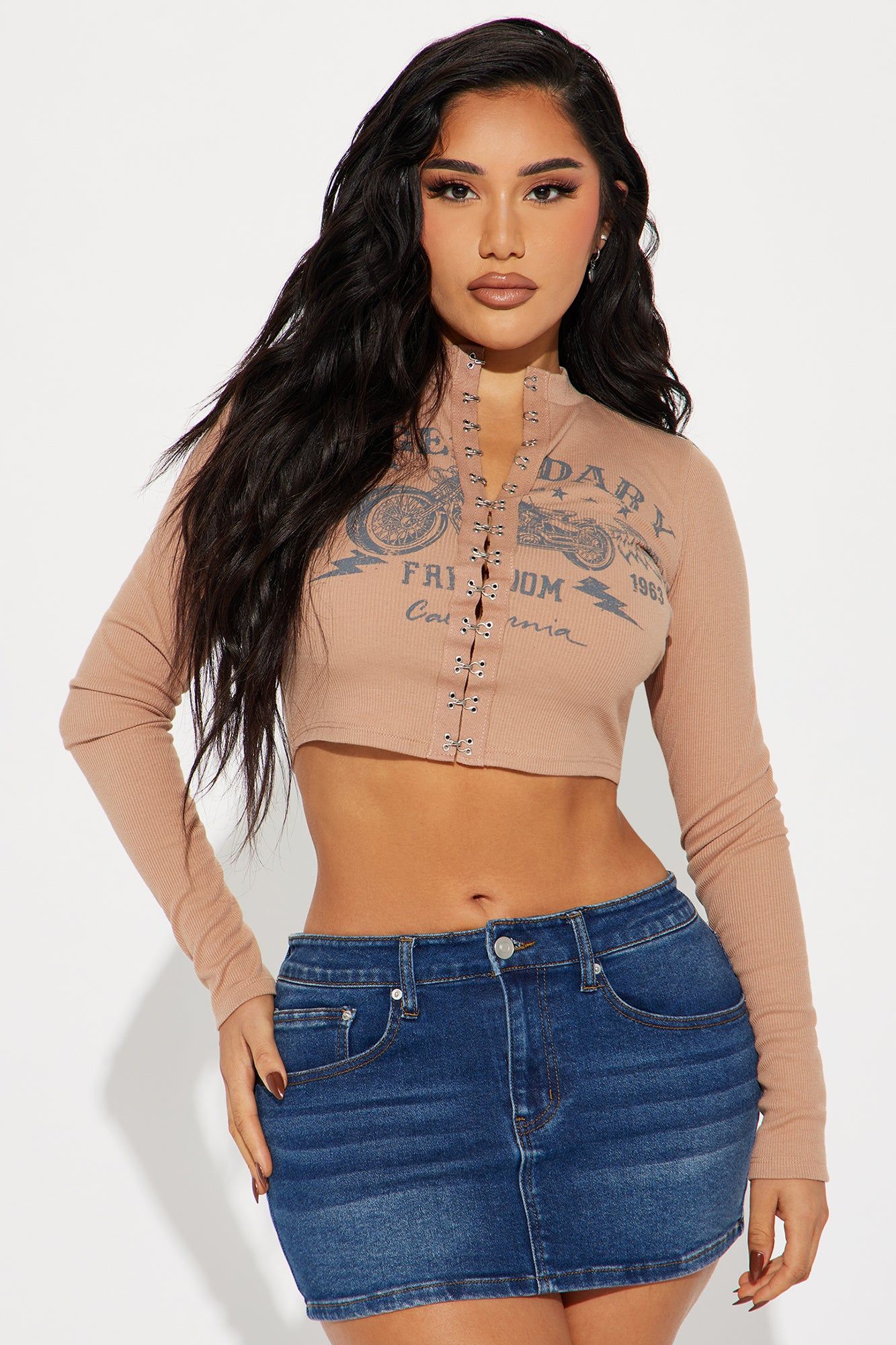 Ride Out Long Sleeve Top - Taupe sold by Fashion Nova
