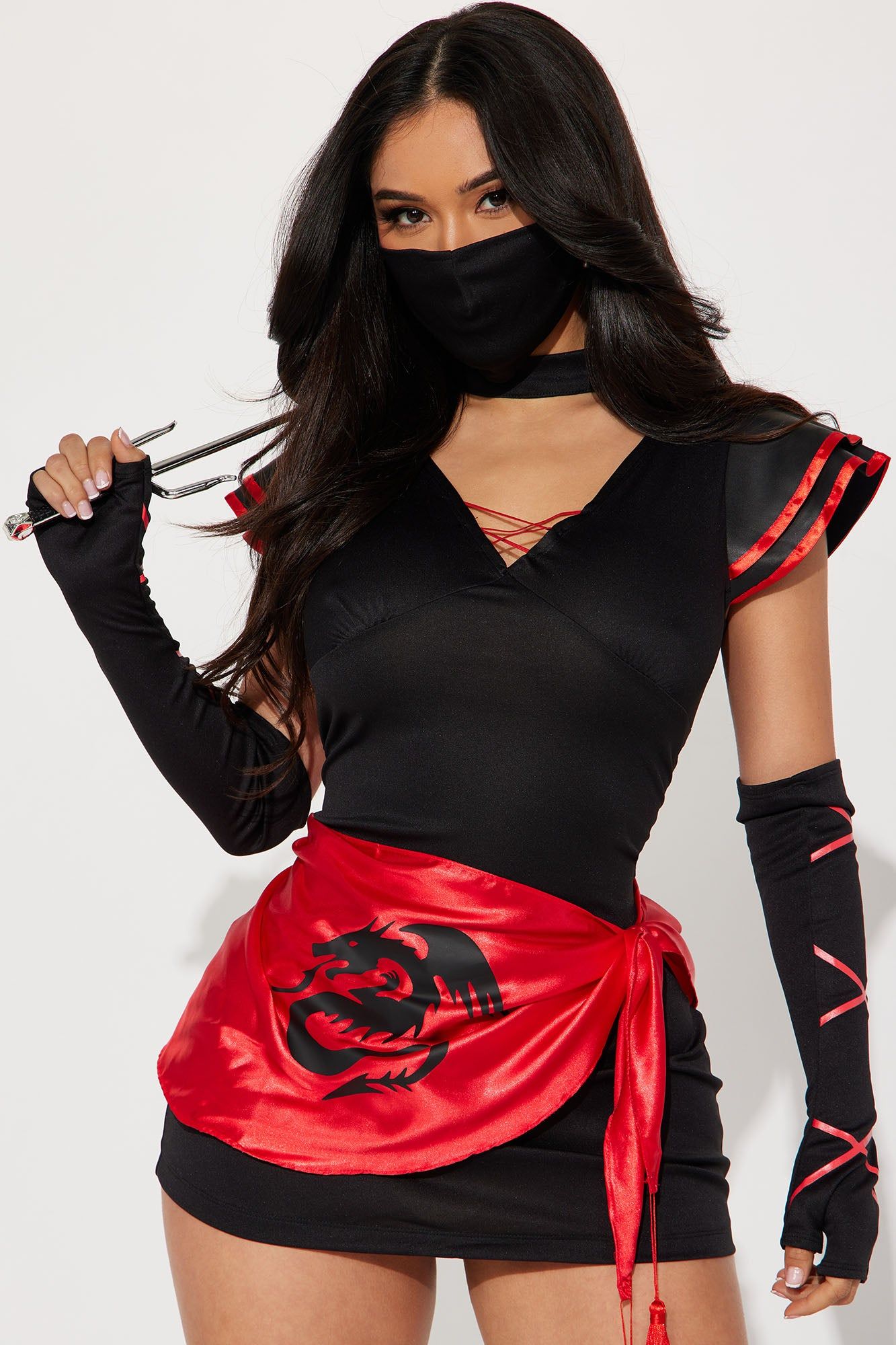 Elusive Ninja Babe 7 Piece Costume Set - Black/Red sold by Fashion Nova product image thumbnail 2