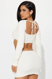 Soft Girl Era Textured Skirt Set - Ivory sold by Fashion Nova