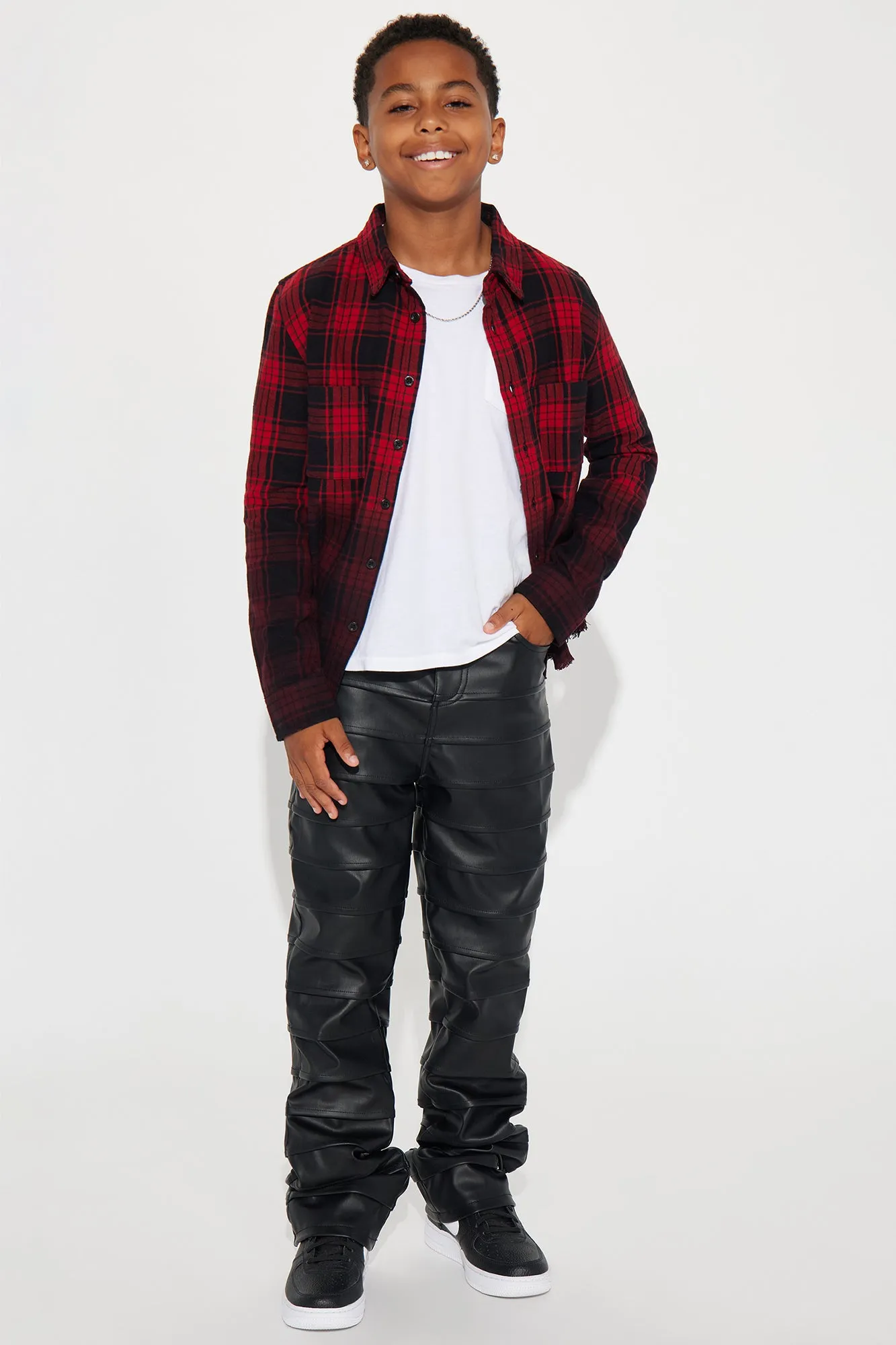 Mini Sunset Dip Dye Flannel Shirt - Red/Black sold by Fashion Nova product image thumbnail 2