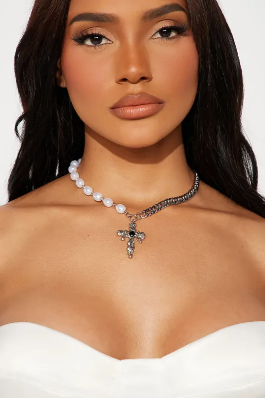 All Things Are Possible Cross Necklace - Silver sold by Fashion Nova