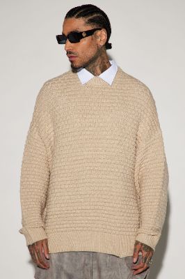 Be Present Textured Crewneck Sweater - Cream sold by Fashion Nova