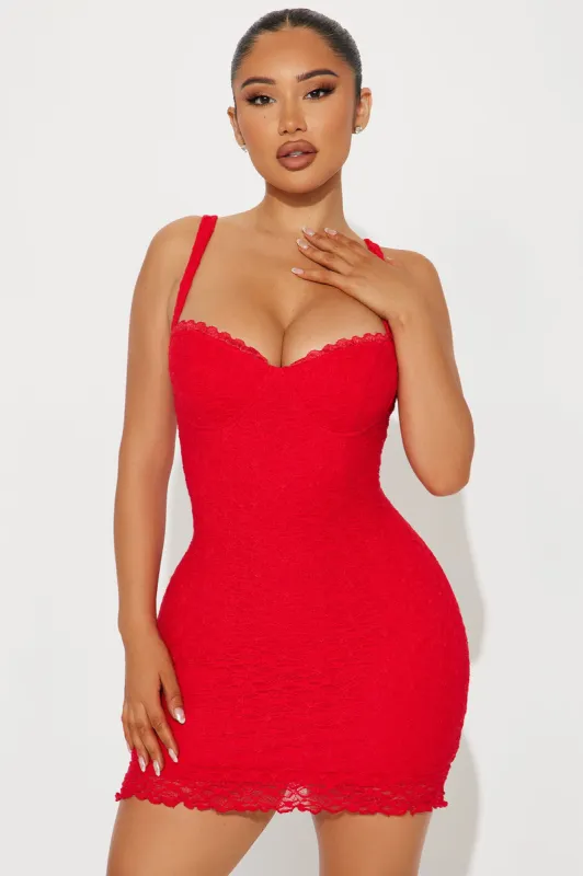 Cleo Lace Micro Mini Dress - Red sold by Fashion Nova