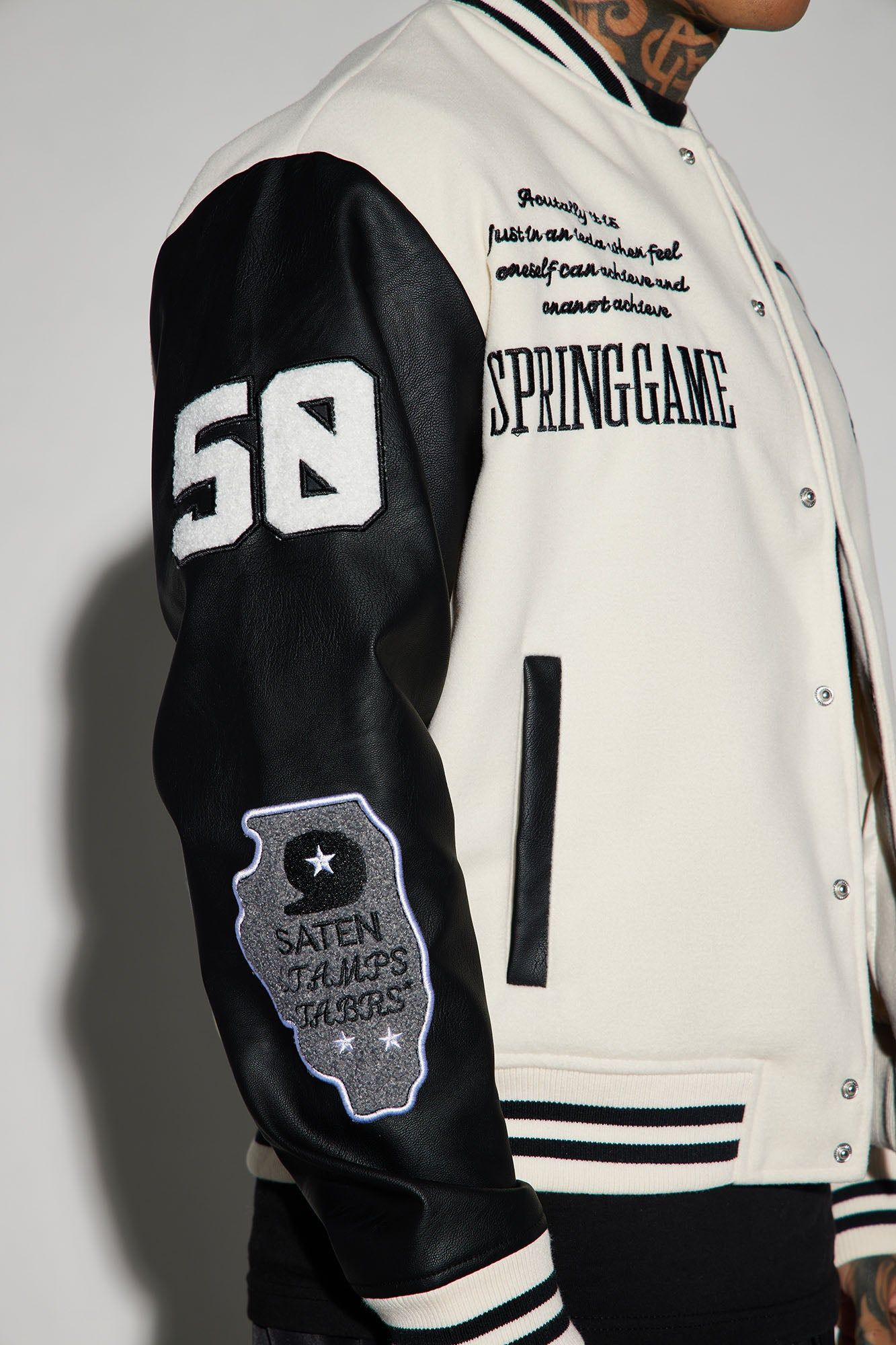 Spring Game Varsity Jacket - Cream sold by Fashion Nova product image thumbnail 3