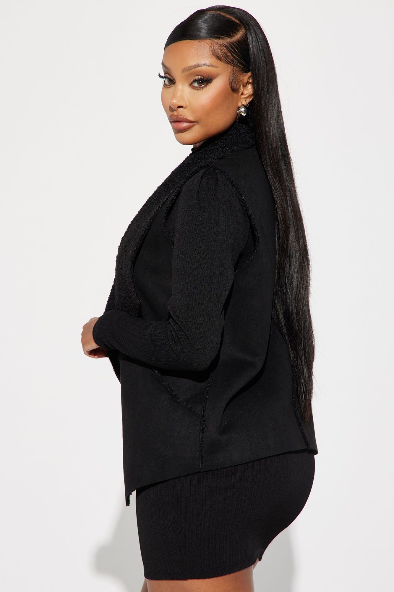 Cabin Cutie Shearling Vest - Black sold by Fashion Nova product image thumbnail 3