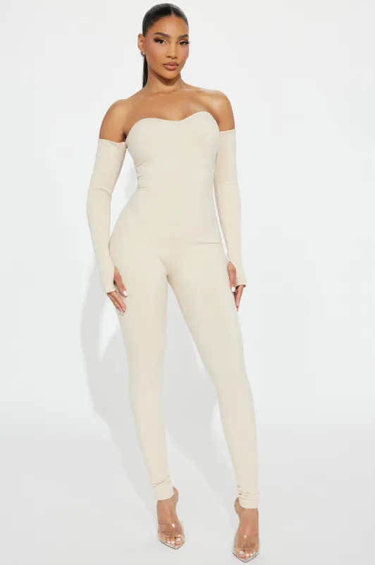 Katie Snatched Jumpsuit - Cream sold by Fashion Nova
