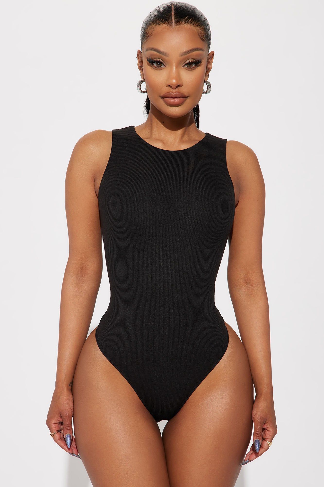 Good Taste Ribbed Bodysuit - Black sold by Fashion Nova