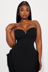 Chantel Ruffle Midi Dress - Black sold by Fashion Nova
