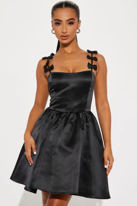 Loving Every Moment Satin Mini Dress - Black sold by Fashion Nova