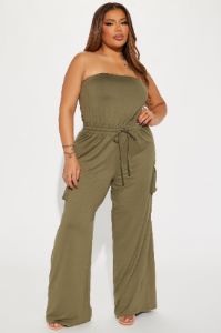 Alex Cargo Jumpsuit - Olive sold by Fashion Nova
