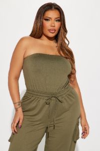 Alex Cargo Jumpsuit - Olive sold by Fashion Nova