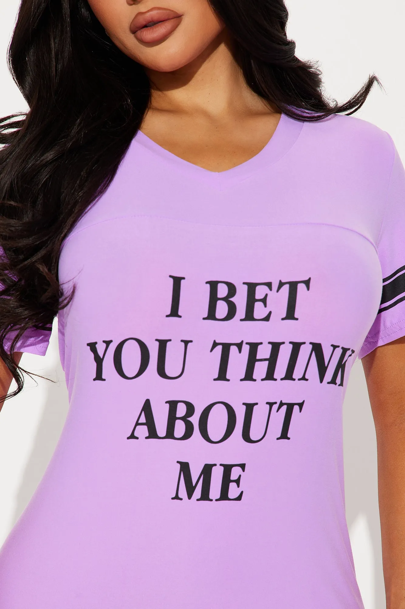 I Bet You Think About Me PJ Sleep Shirt - Purple sold by Fashion Nova product image thumbnail 3