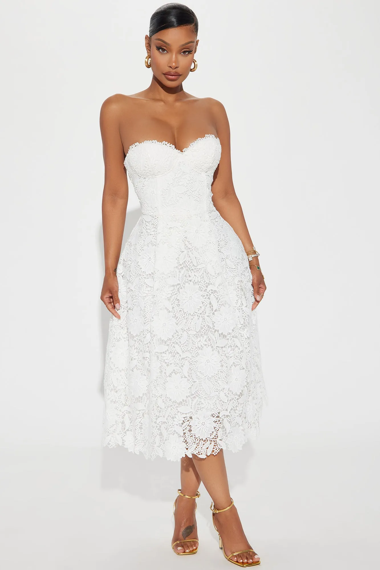 Isn't She Lovely Lace Midi Dress - White | Parallel