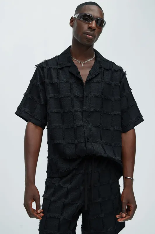 Window Textured Shirt - Black sold by Fashion Nova