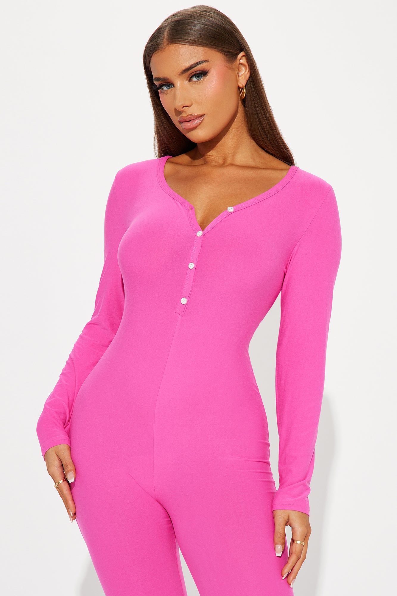 Kiss It PJ Jumpsuit Onesie - Hot Pink sold by Fashion Nova product image thumbnail 3