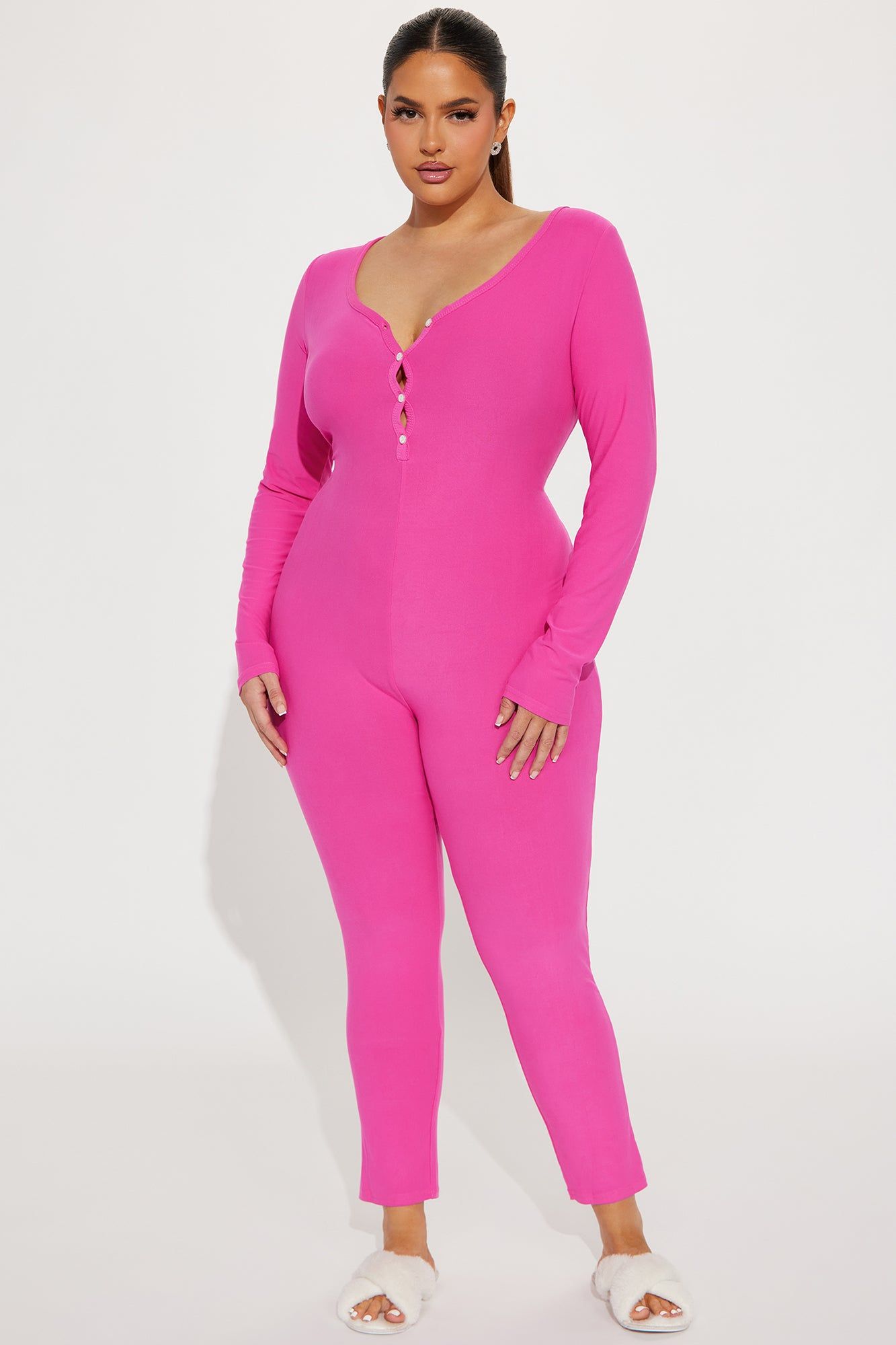 Kiss It PJ Jumpsuit Onesie - Hot Pink sold by Fashion Nova product image thumbnail 5