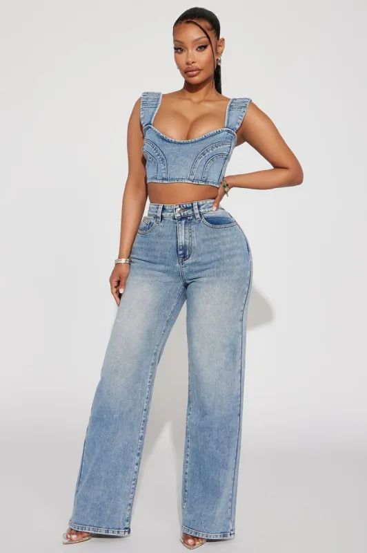 Don't Chase Denim Pant Set - Medium Wash sold by Fashion Nova