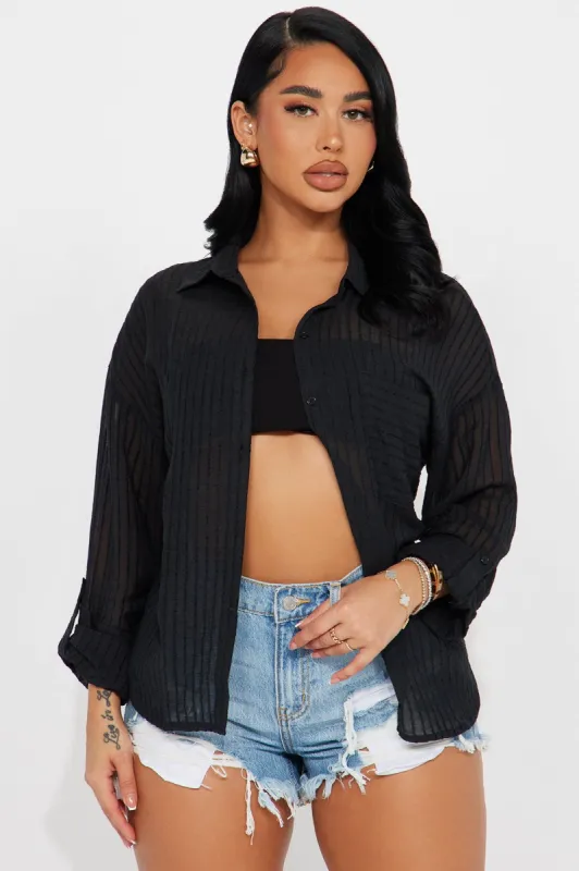 Journi Striped Shirt - Black sold by Fashion Nova