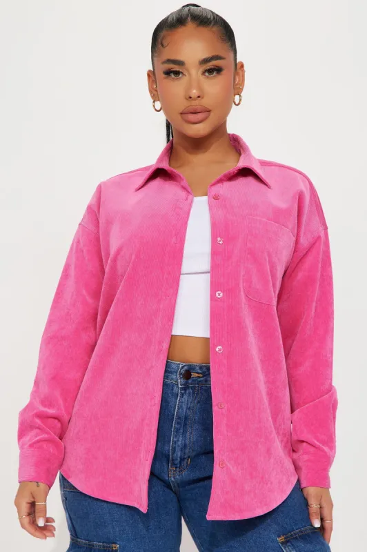 Francie Corduroy Shirt - Fuchsia sold by Fashion Nova
