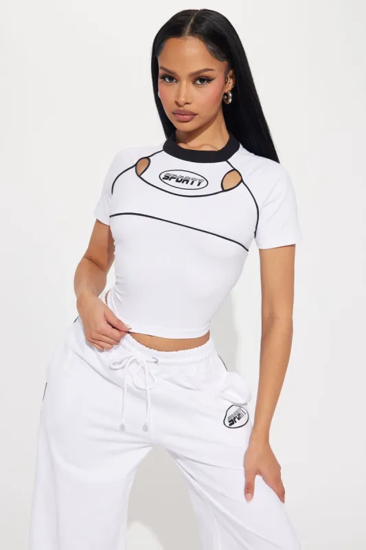 Sporty Contrast Cut Out Tee - White sold by Fashion Nova