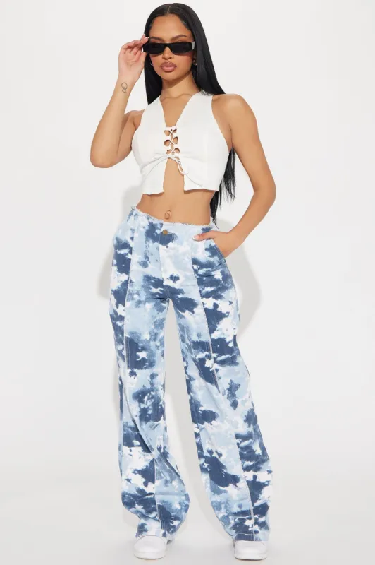 Everything I Want Wide Leg Pant - Blue/combo sold by Fashion Nova