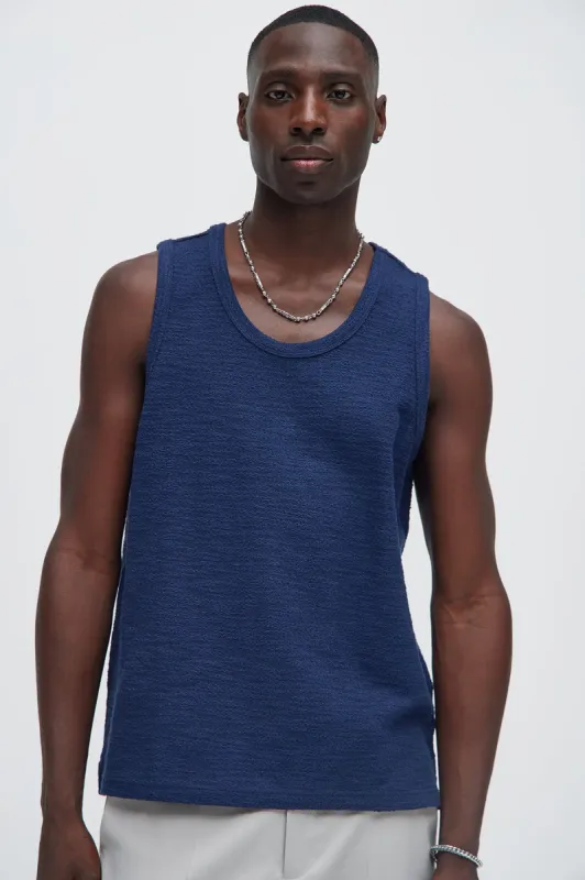 Blaine Textured Relaxed Tank Top - Navy sold by Fashion Nova