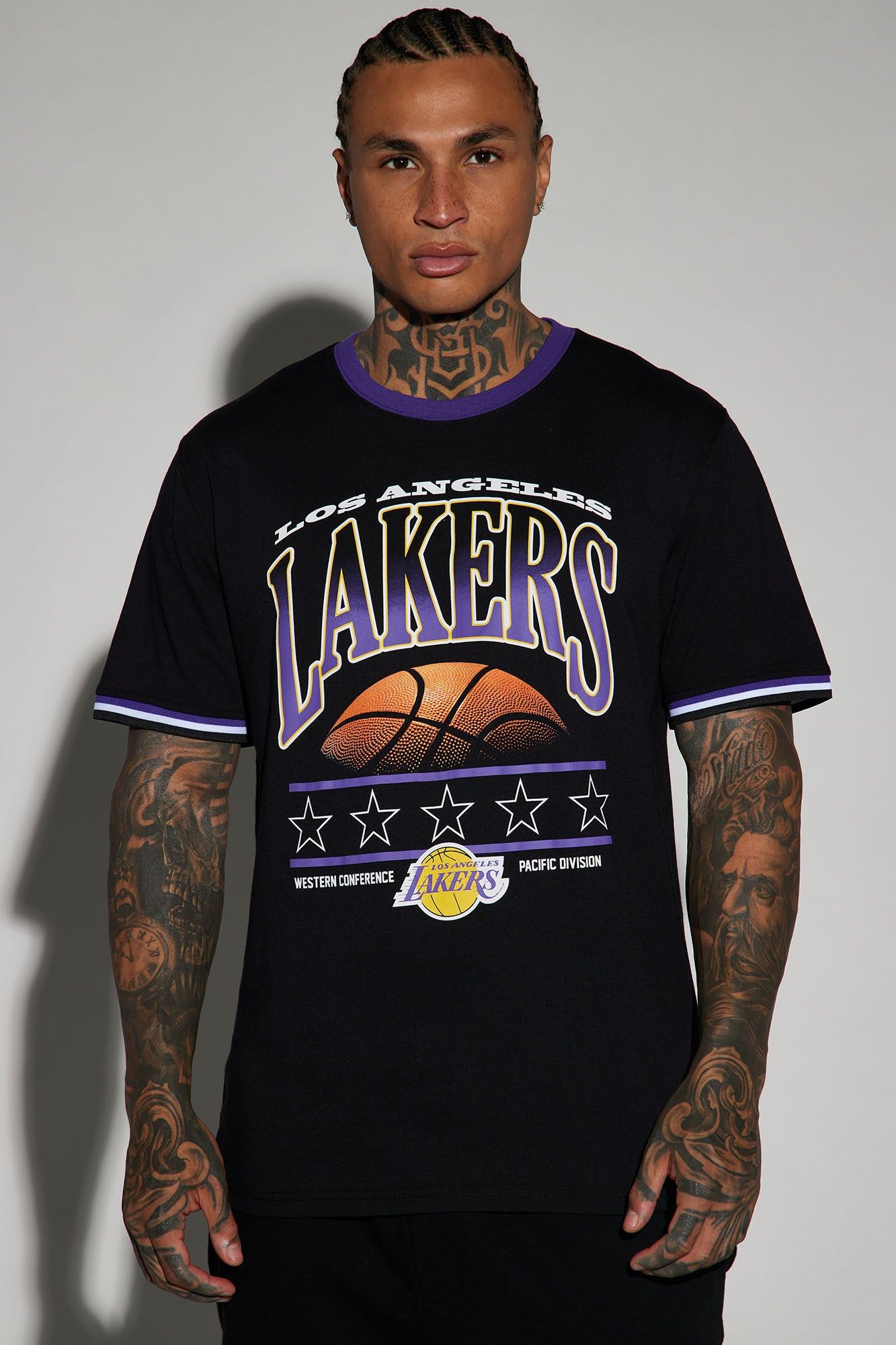 Lakers Break Of Dawn Short Sleeve Tee - Black sold by Fashion Nova