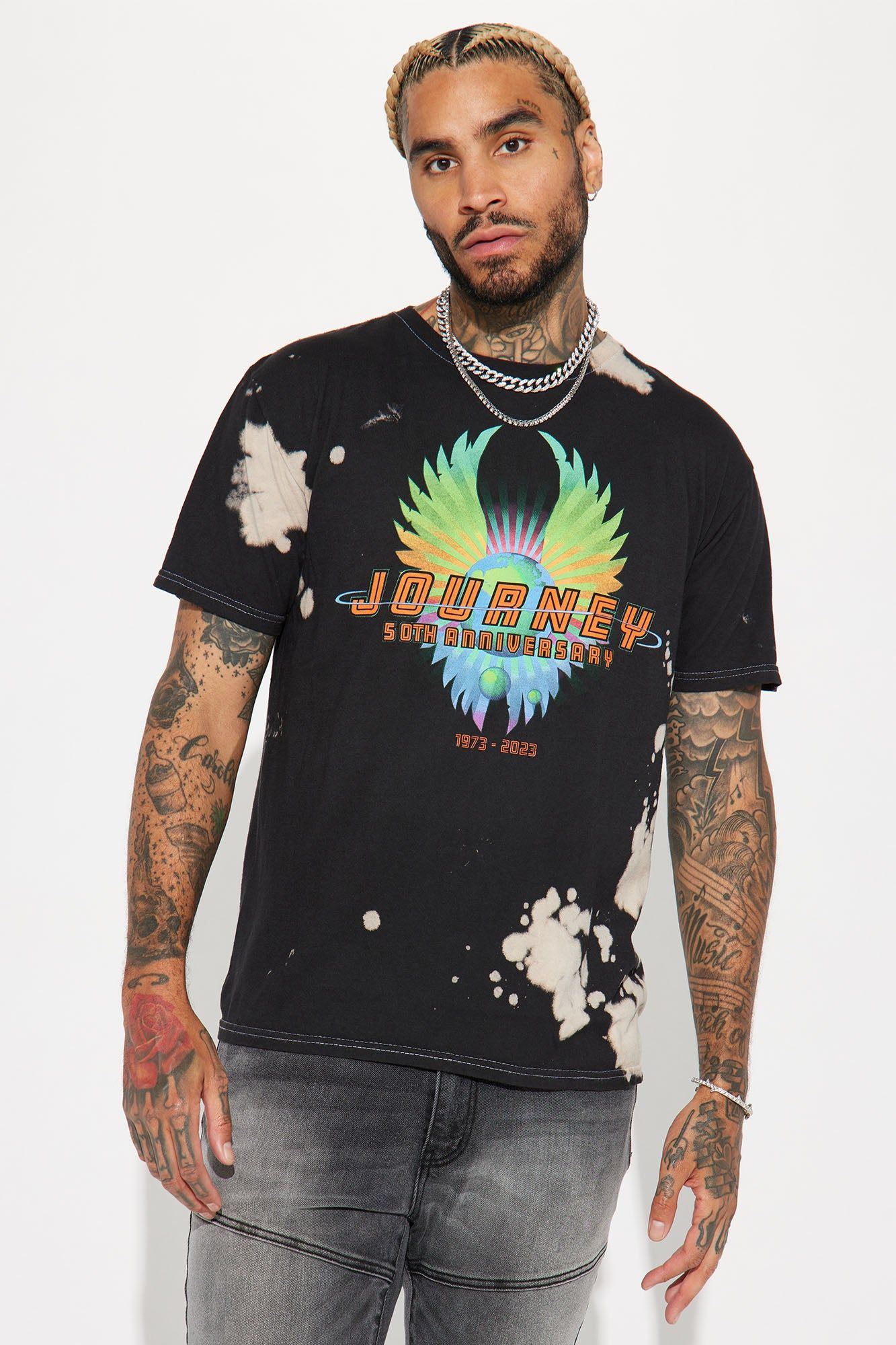 Journey 50th Anniversary Short Sleeve Tee - Black sold by Fashion Nova