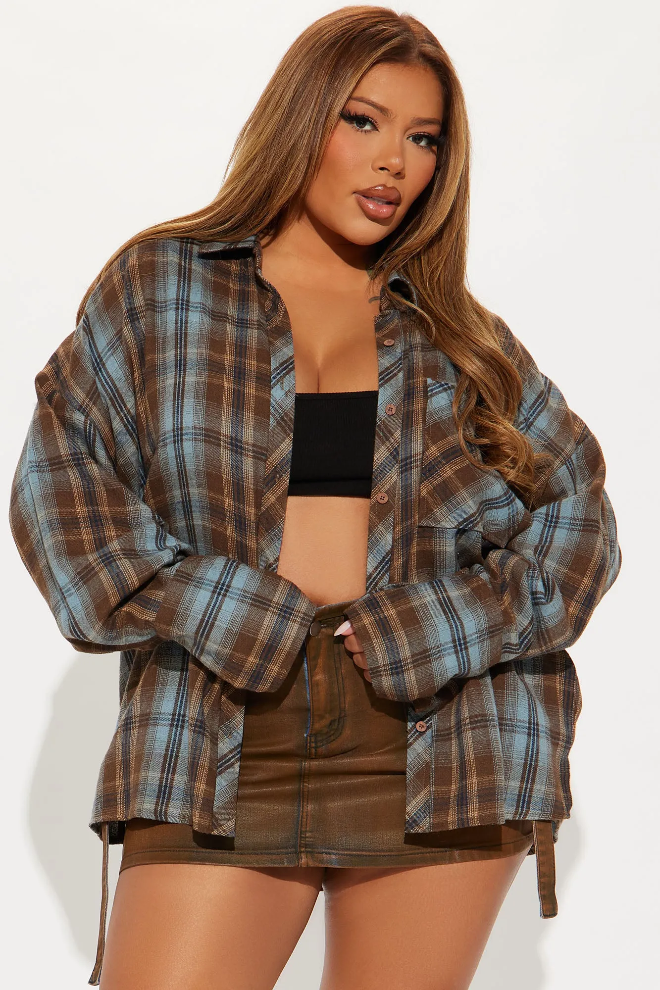 Fall For You Plaid Shirt - Brown/combo sold by Fashion Nova product image thumbnail 4