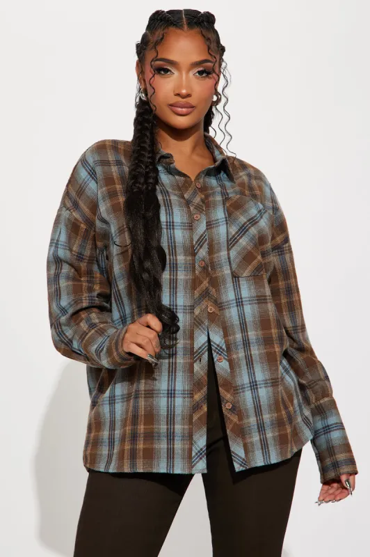 Fall For You Plaid Shirt - Brown/combo sold by Fashion Nova