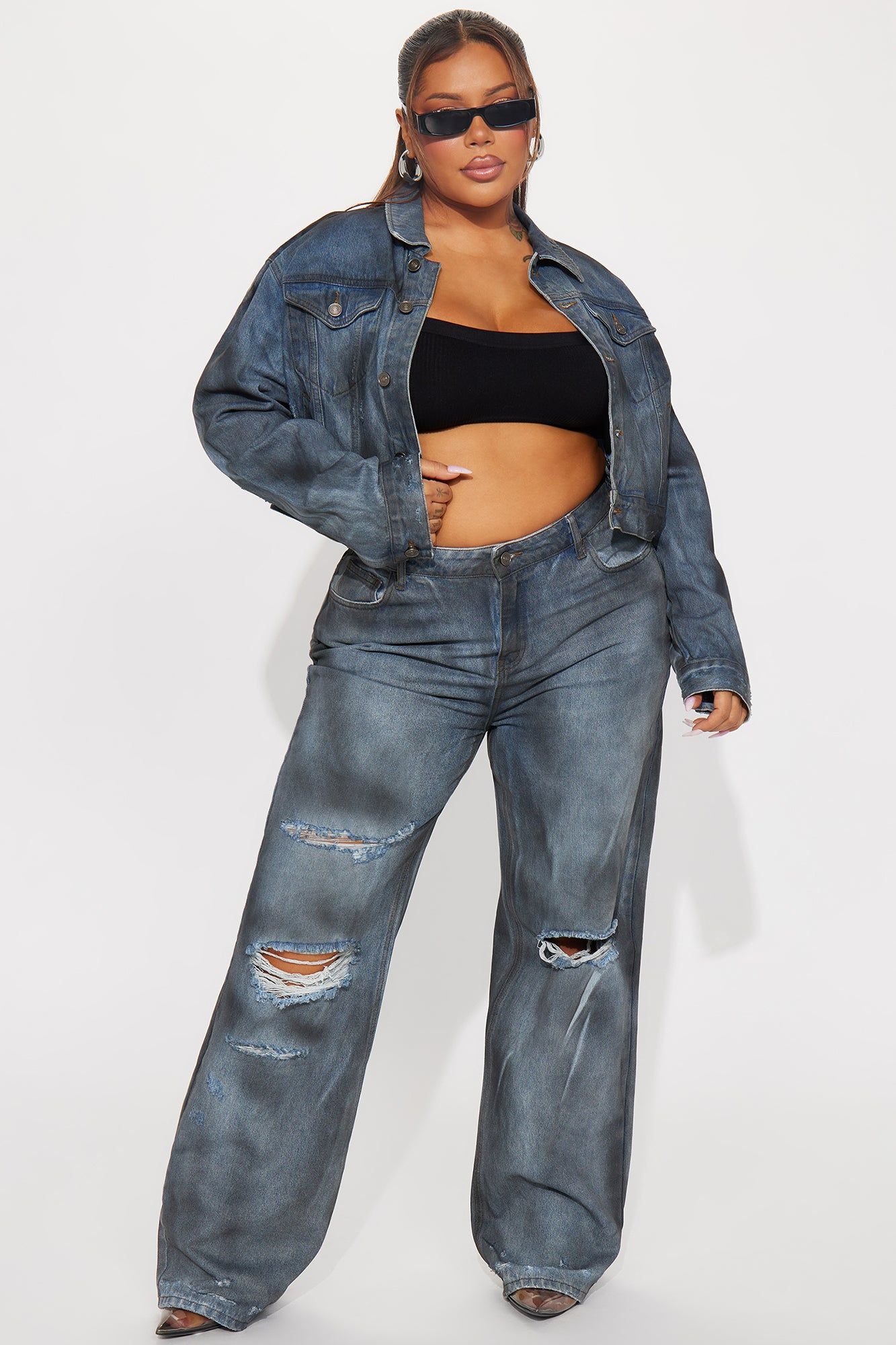 Kensington Crop Denim Jacket - Blue/Black sold by Fashion Nova product image thumbnail 5